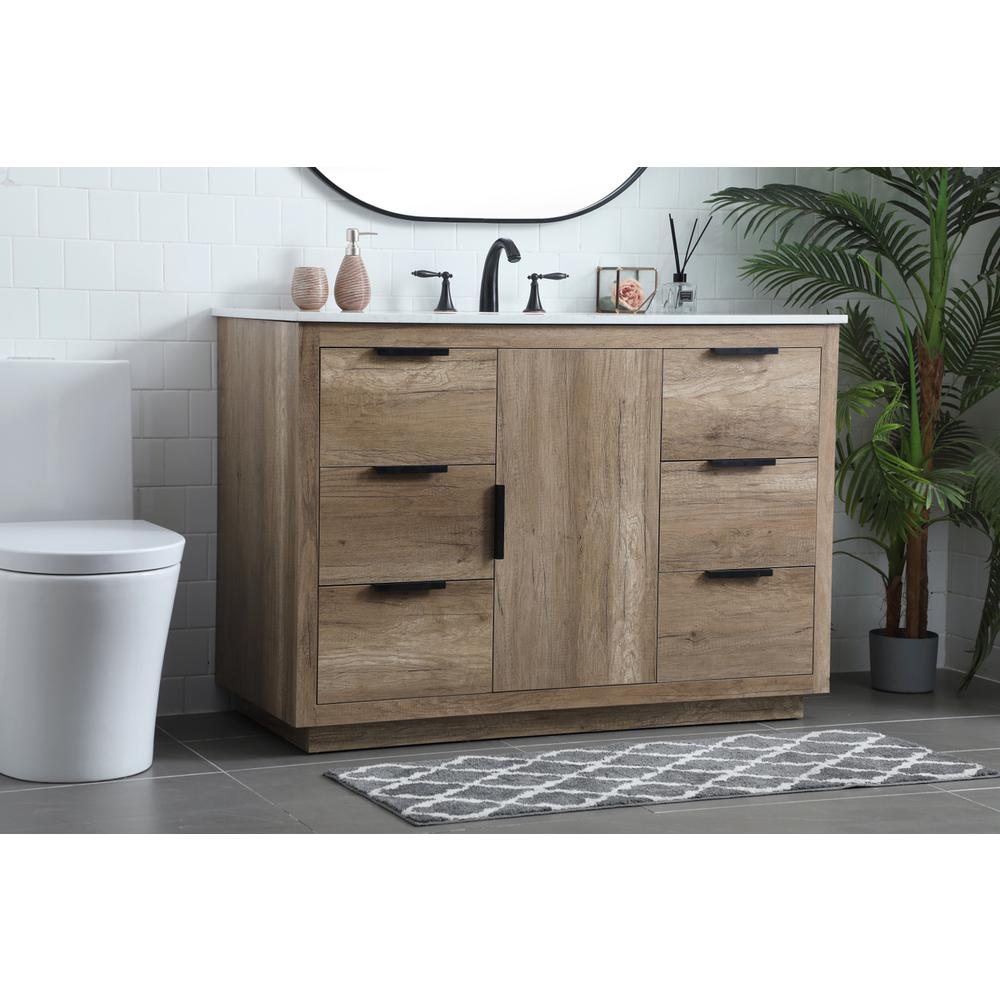 48 Inch SIngle Bathroom Vanity In Natural Oak. Picture 2