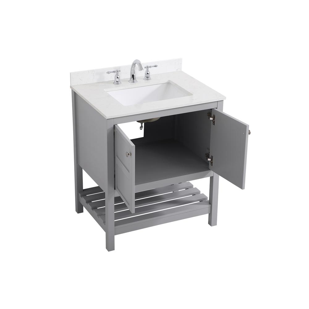 30 inch Single Bathroom Vanity in Gray with Backsplash. Picture 9