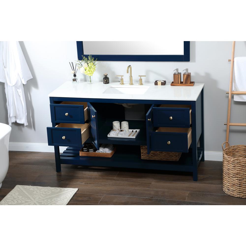 60 inch Single bathroom vanity in blue. Picture 3
