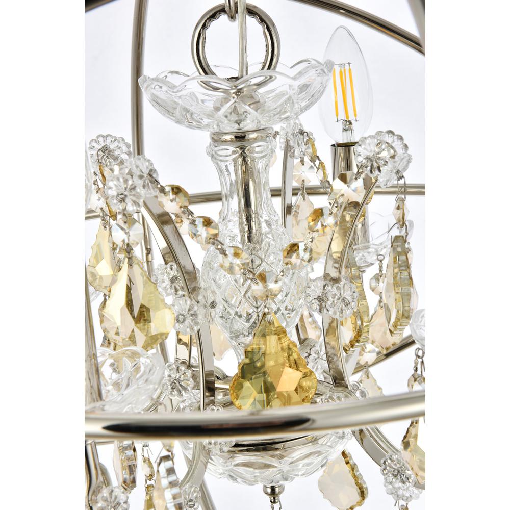 Geneva 4 light polished nickel Pendant Golden Teak (Smoky) Royal Cut crystal. Picture 4