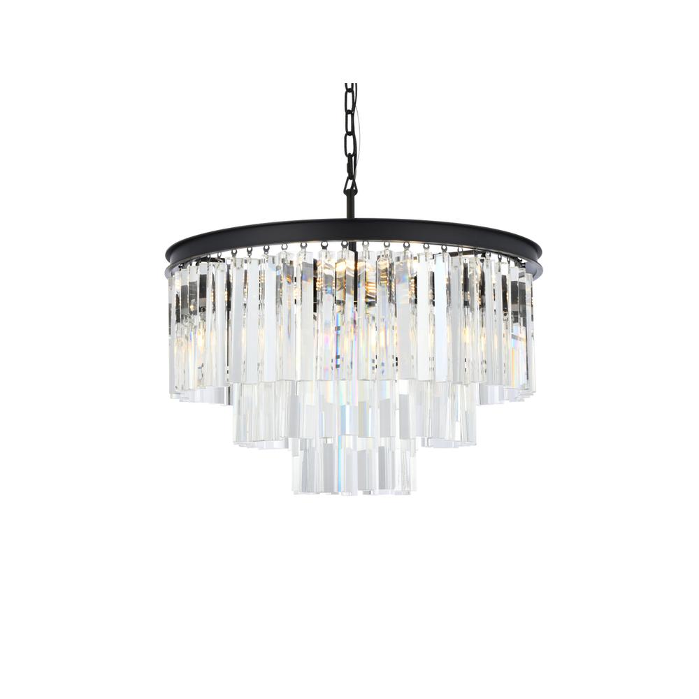 Sydney 9 light Matte Black Chandelier Clear Royal Cut Crystal. Picture 2