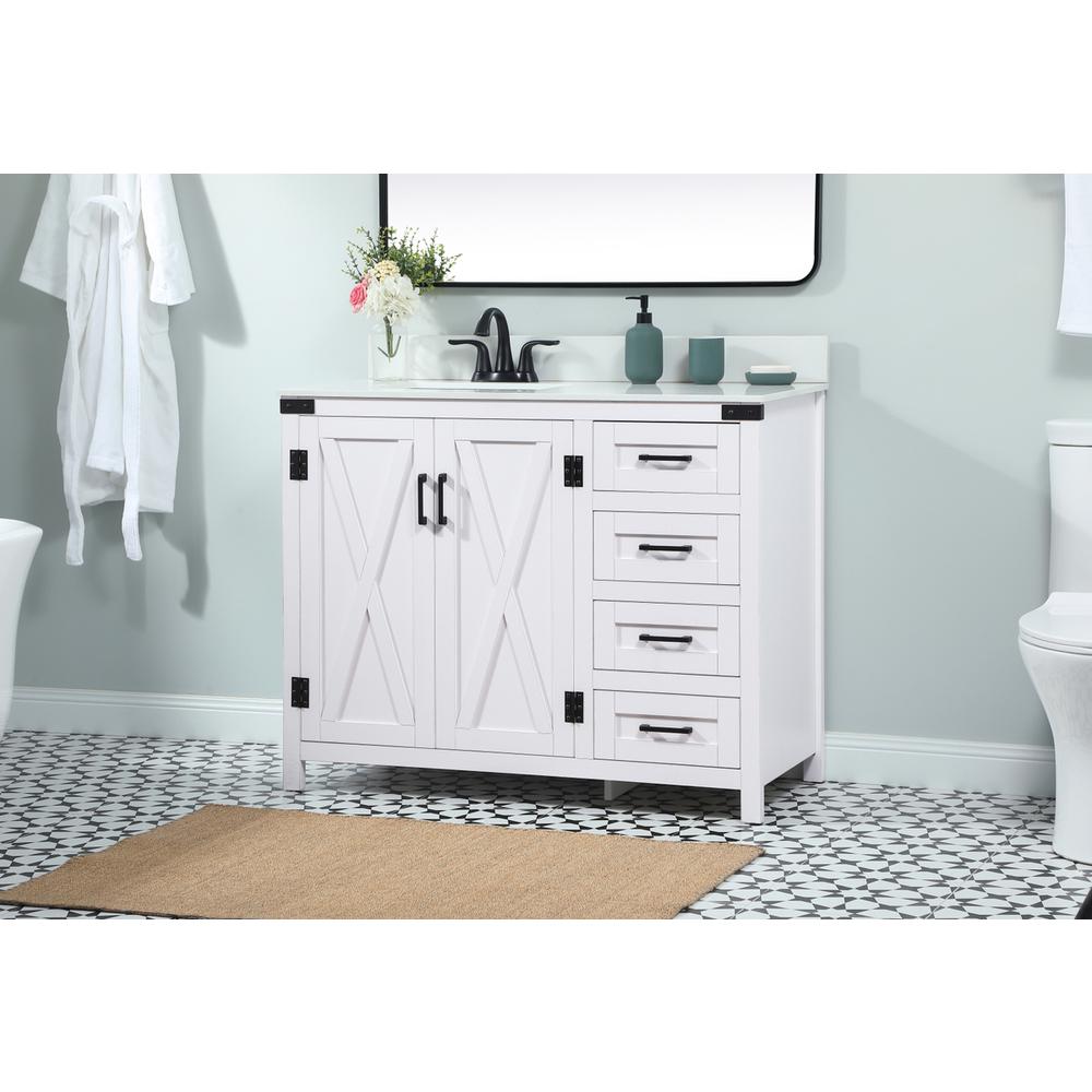 42 inch Single bathroom vanity in white with backsplash. Picture 2