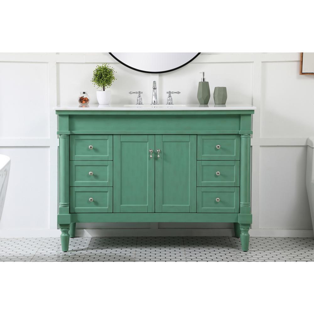 48 inch Single Bathroom vanity in vintage mint. Picture 14