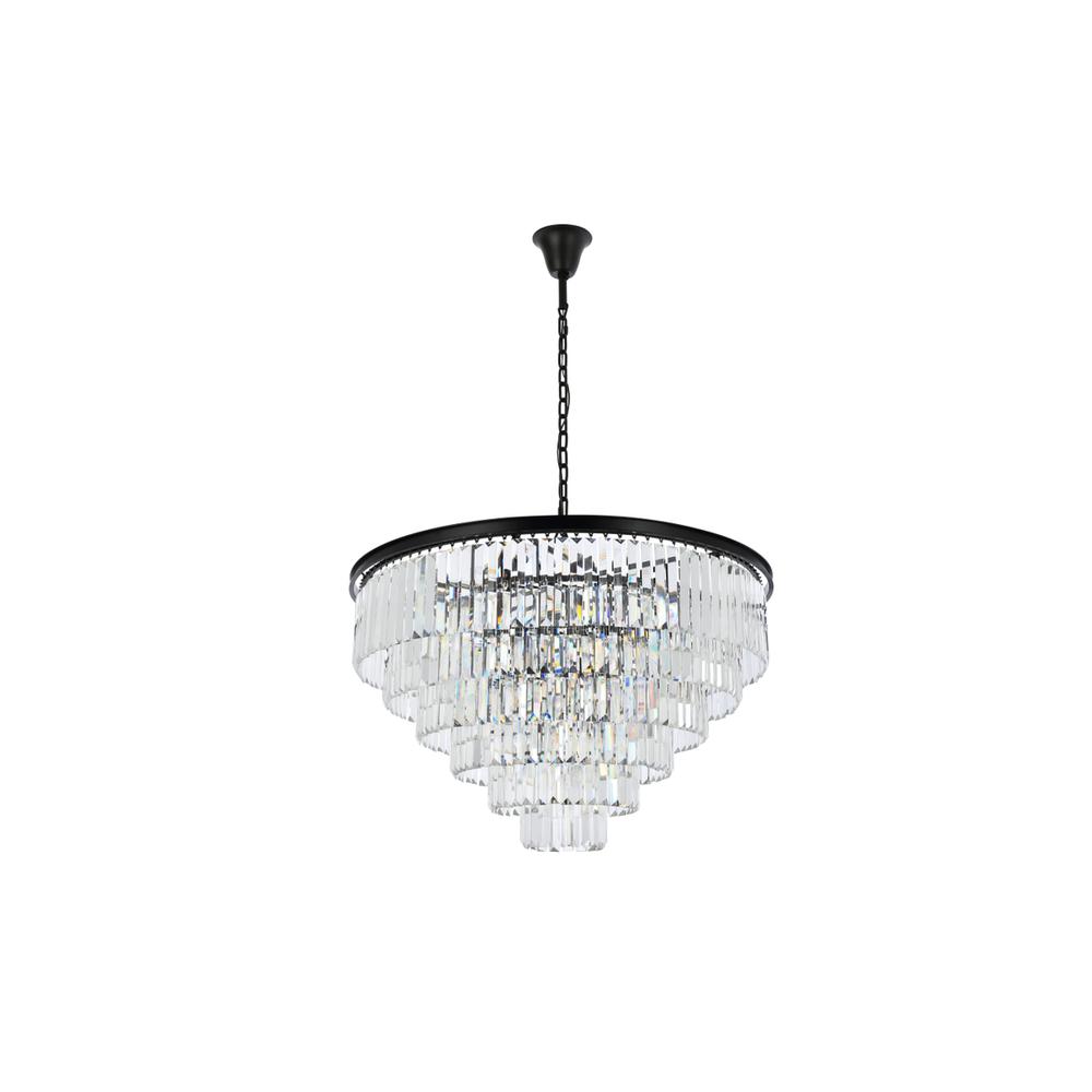 Sydney 33 light Matte Black Chandelier Clear Royal Cut Crystal. Picture 6