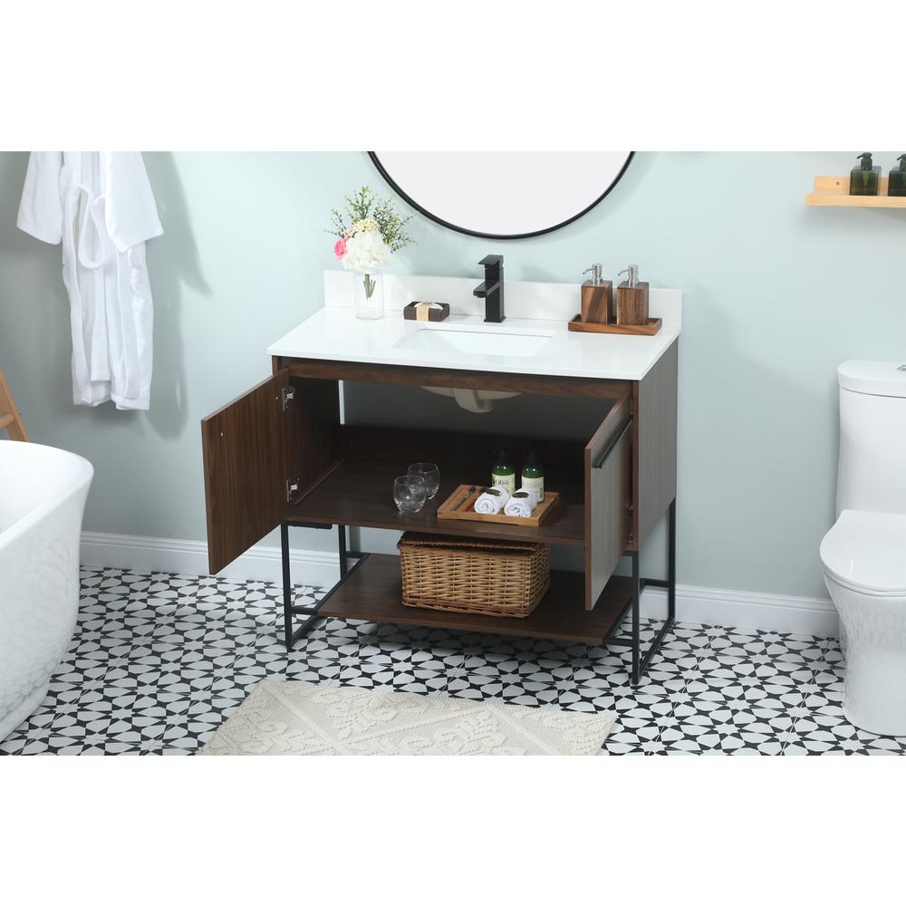 40 inch Single bathroom vanity in walnut with backsplash. Picture 3