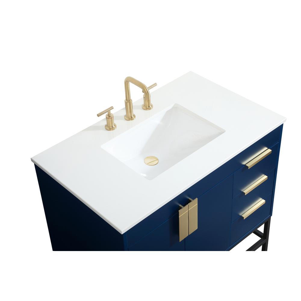 36 inch Single bathroom vanity in blue. Picture 10