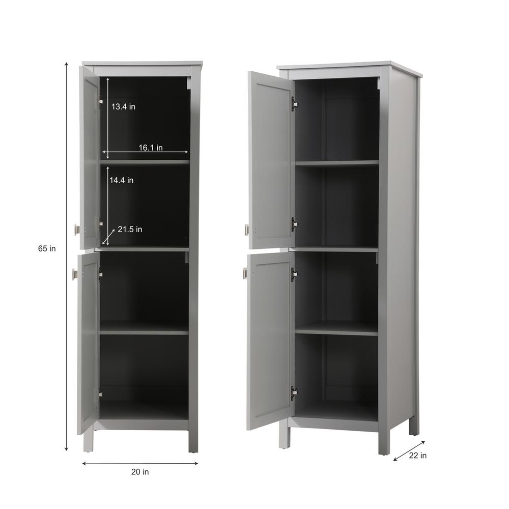 20 Inch Wide Bathroom Linen Storage Freestanding Cabinet In Grey. Picture 8