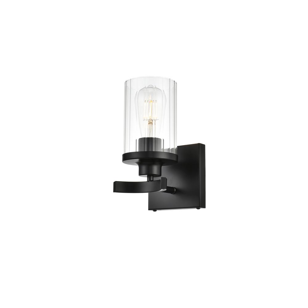 Saanvi 1 light Black and Clear Bath Sconce. Picture 2