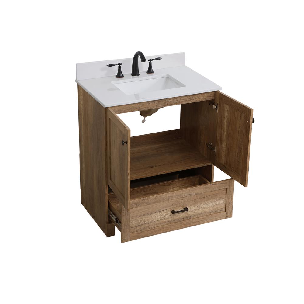 30 inch Single Bathroom Vanity in Natural oak with Backsplash. Picture 9