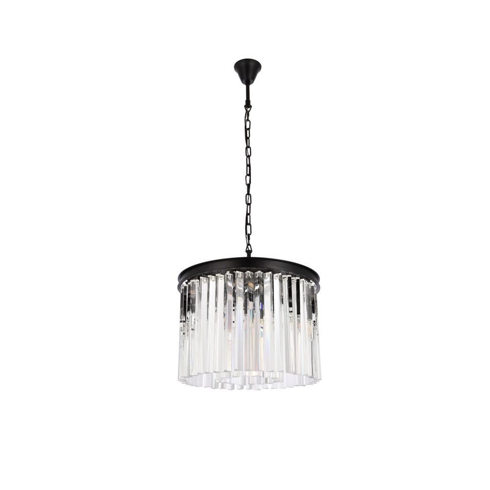 Sydney 6 light Matte Black Pendant Clear Royal Cut Crystal. Picture 6