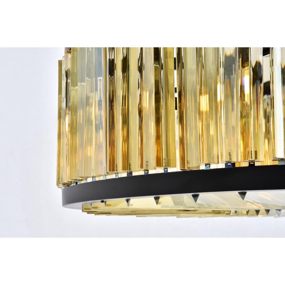 Chelsea 10 light Matte Black Chandelier Golden Teak (Smoky) Royal Cut Crystal. Picture 5