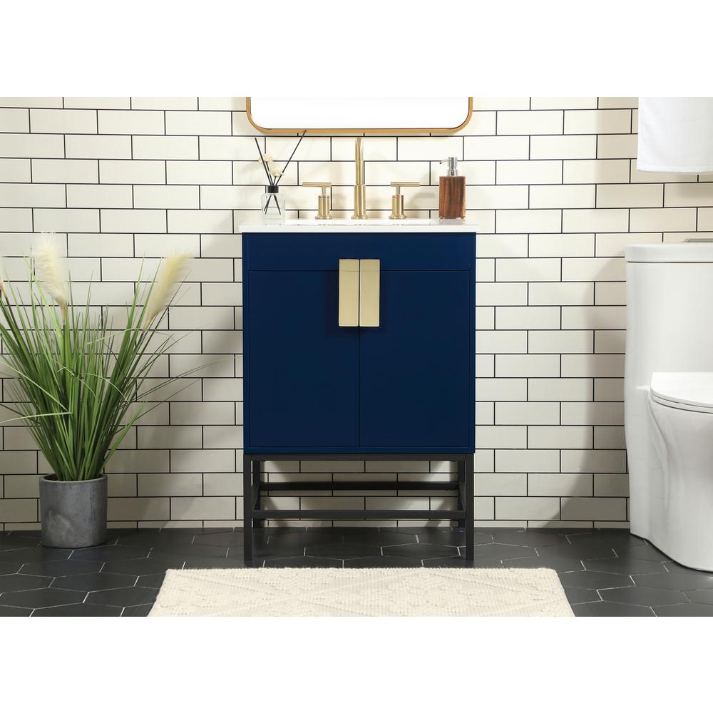 24 inch Single bathroom vanity in blue. Picture 14