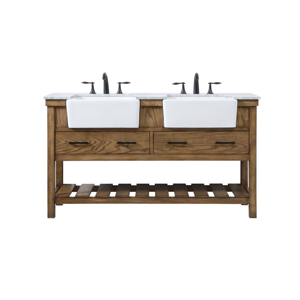 60 inch double bathroom vanity in driftwood. Picture 1