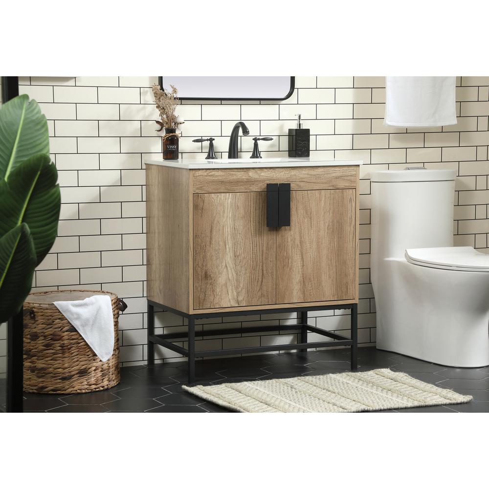 30 inch Single bathroom vanity in natural oak. Picture 2