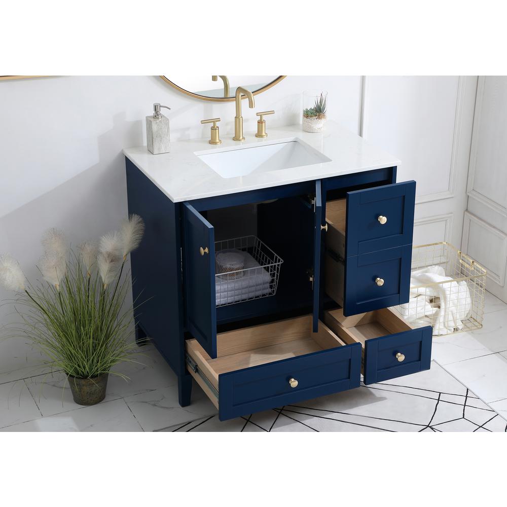 36 inch Single Bathroom Vanity in Blue. Picture 3