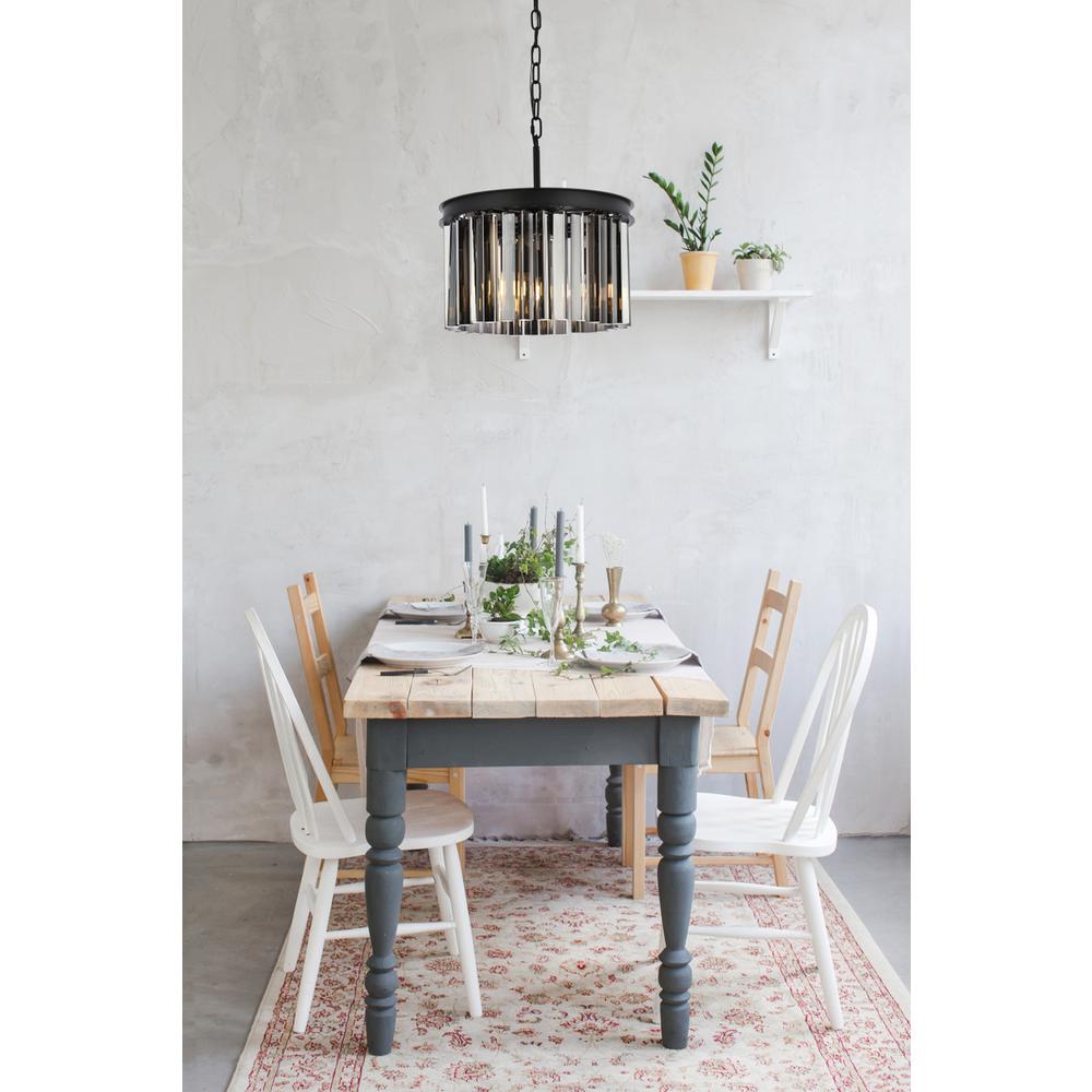 Sydney 3 light Matte Black Pendant Silver Shade (Grey) Royal Cut Crystal. Picture 7