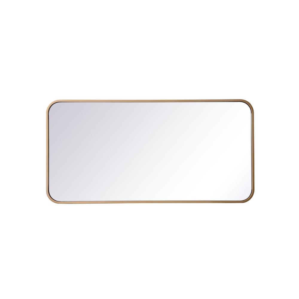 Soft corner metal rectangular mirror 18x36 inch in Brass. Picture 6