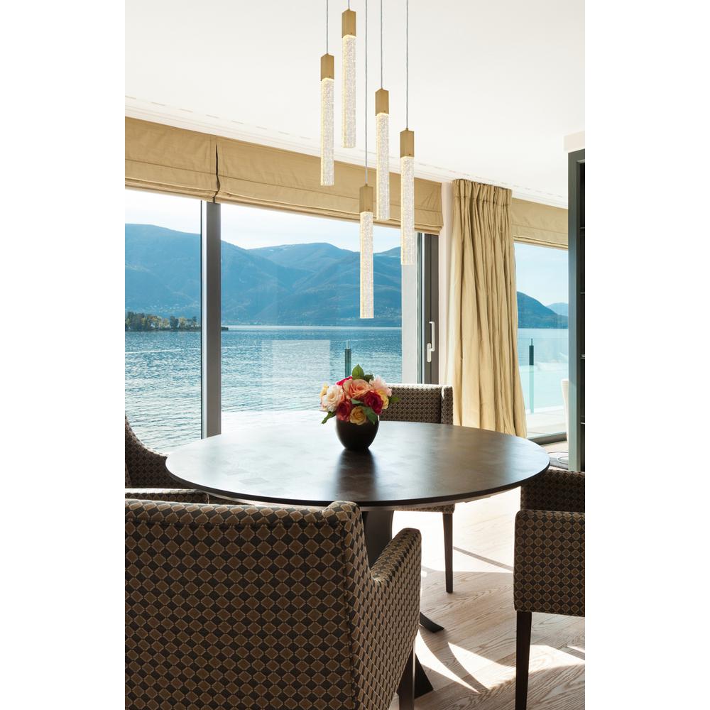 Weston 5 lights pendant in satin gold. Picture 8