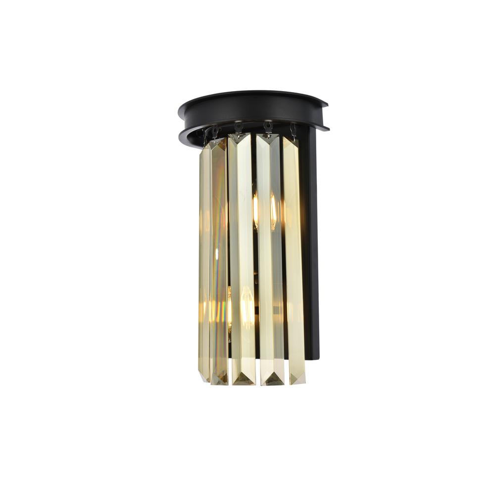 Sydney 2 light Matte Black Wall Sconce Golden Teak (Smoky) Royal Cut Crystal. Picture 2