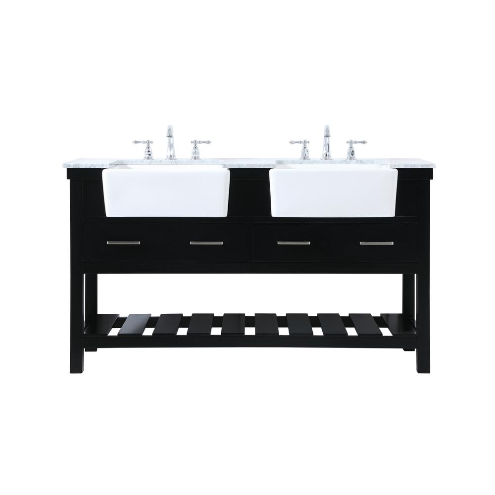 60 inch double bathroom vanity in black. Picture 1