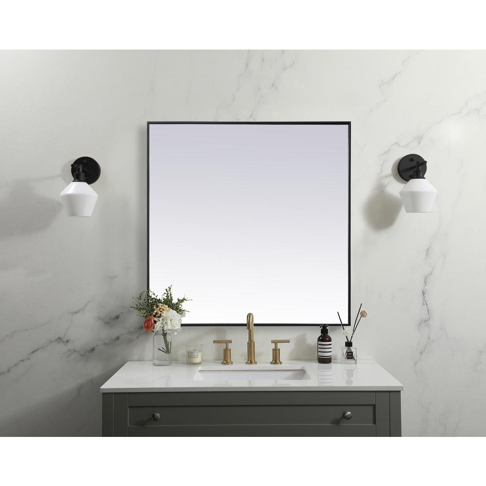 Metal Frame Square Mirror 42 inch in Black. Picture 9