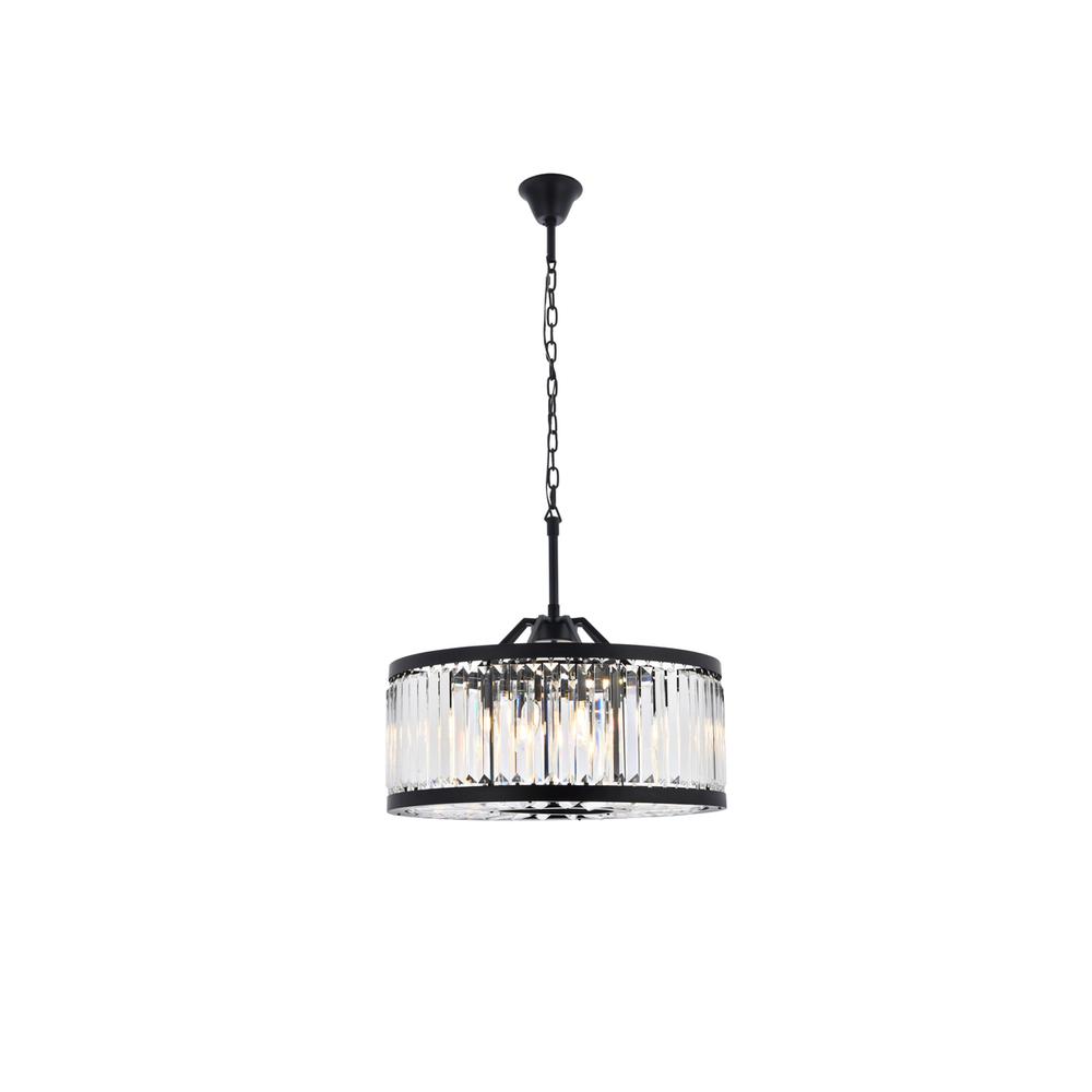 Chelsea 8 light Matte Black Chandelier Clear Royal Cut Crystal. Picture 1