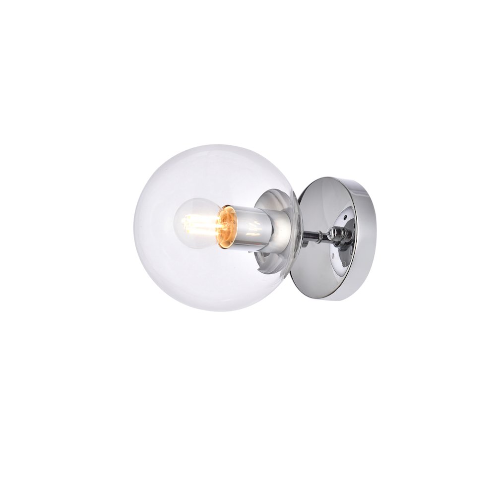 Mimi Six Inch Dual Flush Mount And Bath Sconce In Chrome With Clear Glass. Picture 1