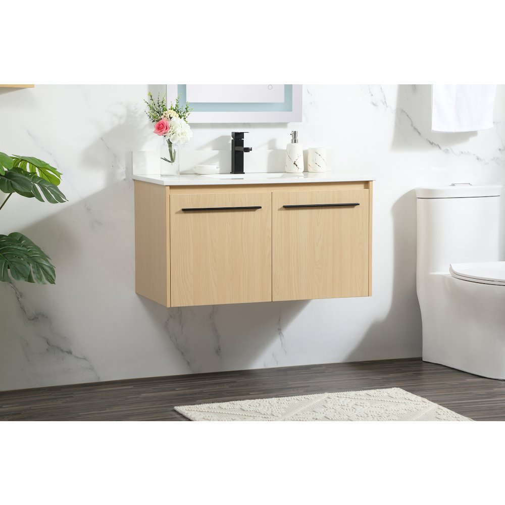 36 Inch Single Bathroom Vanity In Maple With Backsplash. Picture 3
