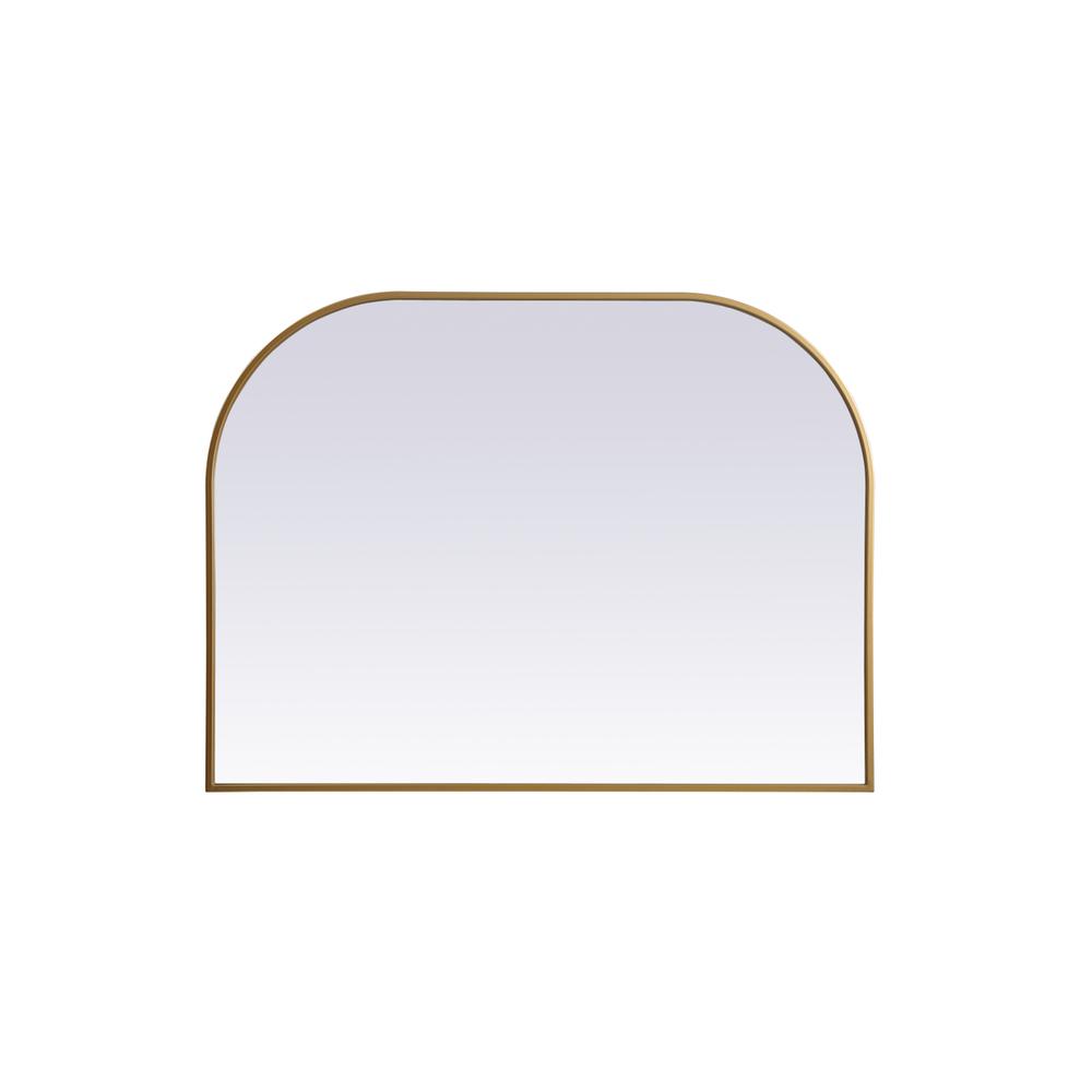 Metal Frame Arch Mirror 40x30 Inch in Brass. Picture 1