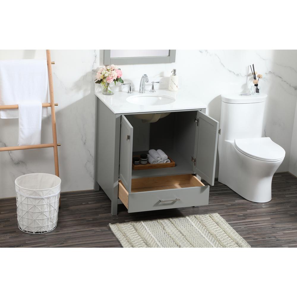 30 inch Single bathroom vanity in grey with backsplash. Picture 3