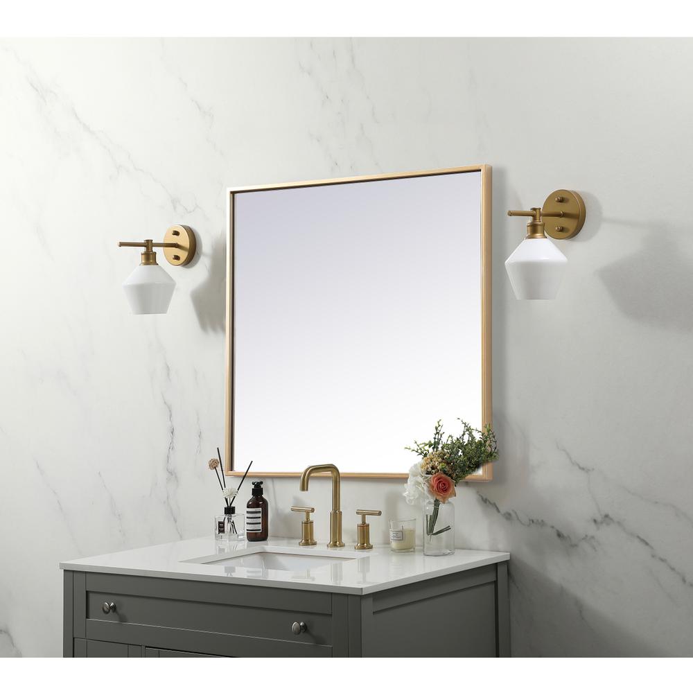 Metal Frame Square Mirror 24 inch in Brass. Picture 2