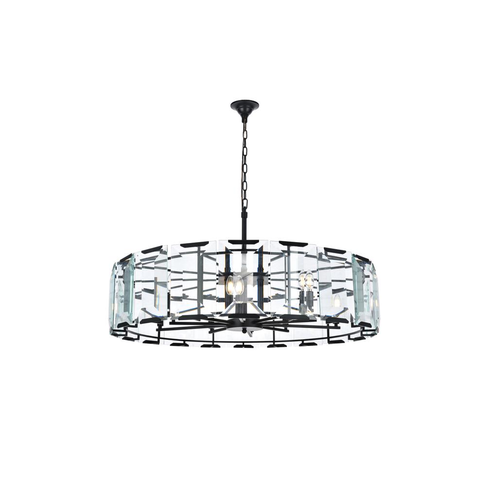 Monaco 10 light Flat Black (Matte) Chandelier Clear Glass Crystal. Picture 5