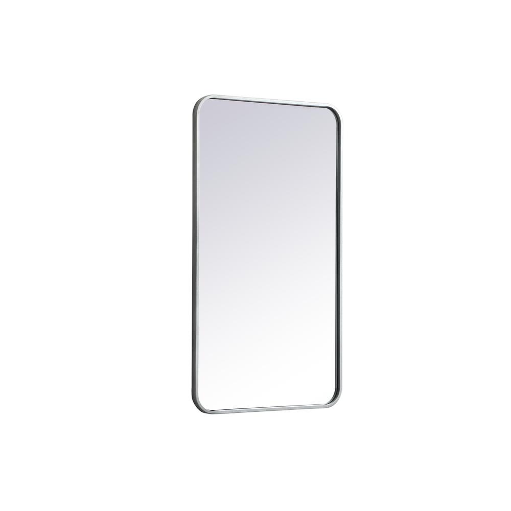 Soft corner metal rectangular mirror 20x36 inch in Silver. Picture 5