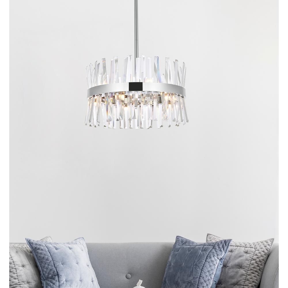 Serephina 20 inch crystal round pendant light in chrome. Picture 7