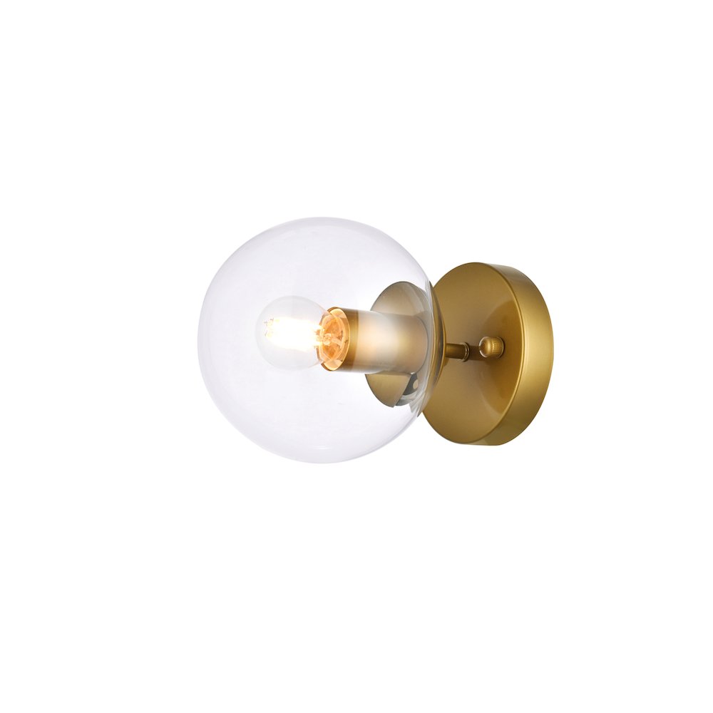 Mimi Six Inch Dual Flush Mount And Bath Sconce In Brass With Clear Glass. Picture 1