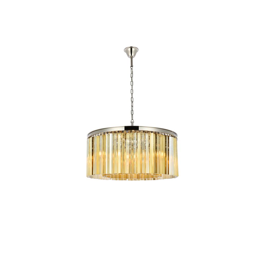 Sydney 8 light polished nickel Chandelier Golden Teak (Smoky) Royal Cut Crystal. Picture 1