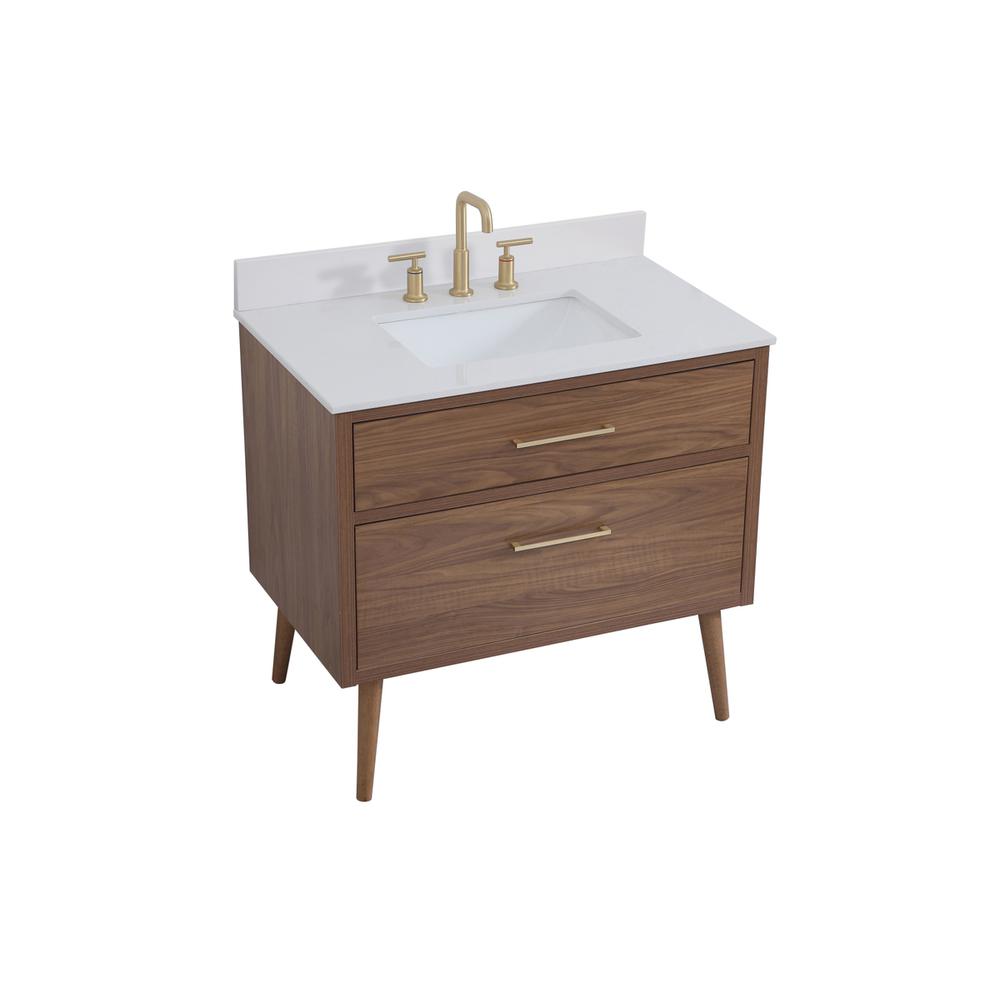 36 inch bathroom Vanity in Walnut Brown with Backsplash. Picture 8