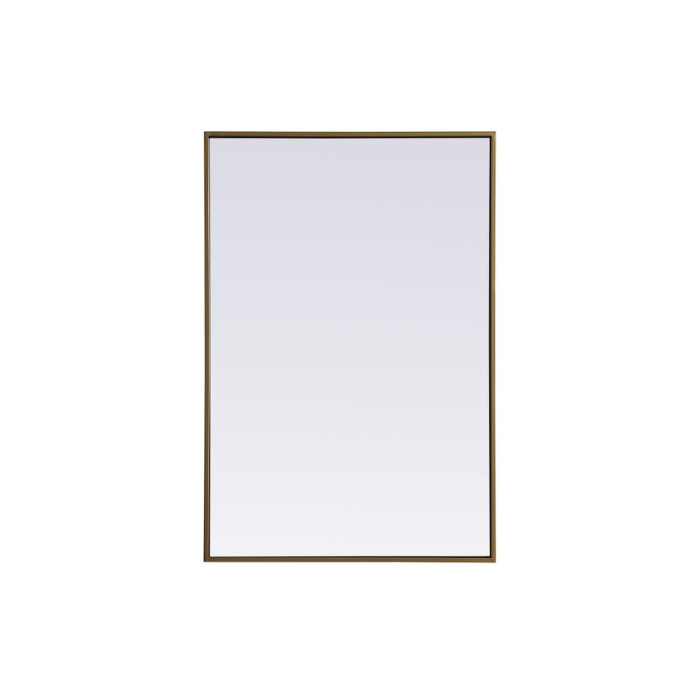 Metal Frame Rectangle Mirror 24x36 Inch in Brass. Picture 1