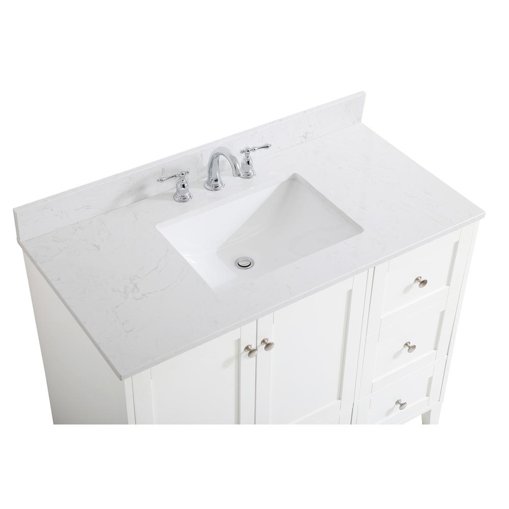 42 inch Single Bathroom Vanity in White with Backsplash. Picture 11