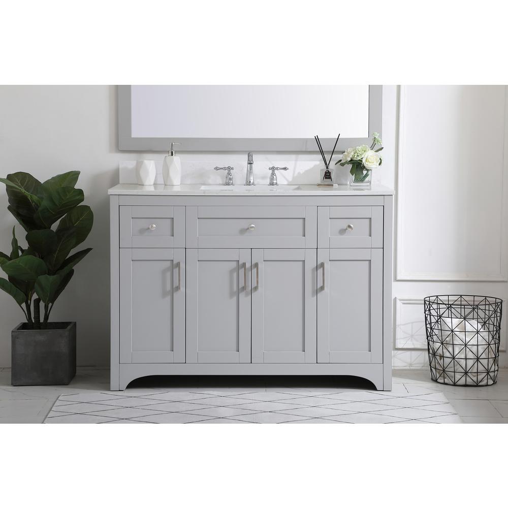 48 inch Single Bathroom Vanity in Grey with Backsplash. Picture 14