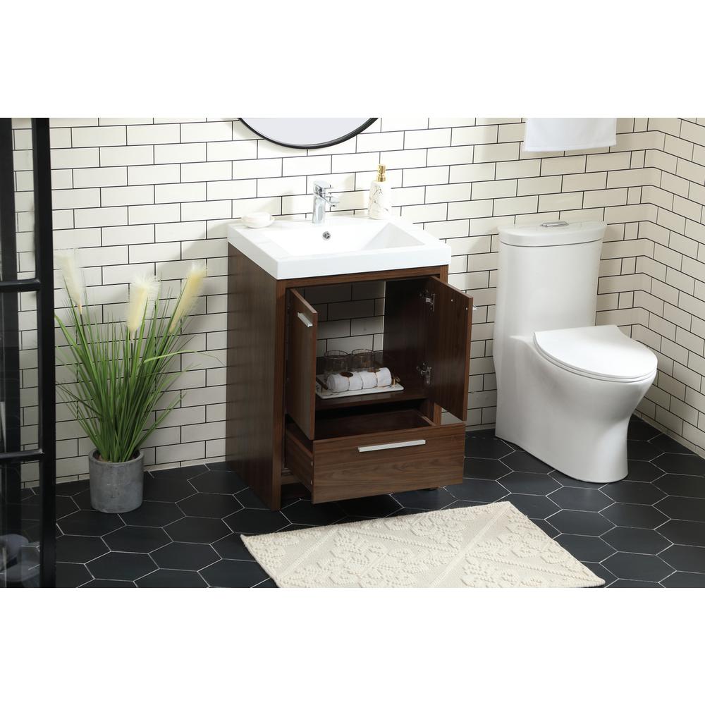 24 inch Single bathroom vanity in Walnut. Picture 3