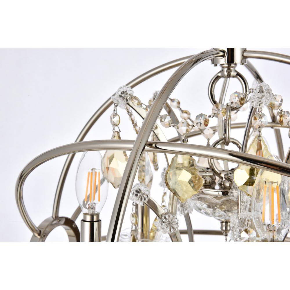 Geneva 5 light polished nickel Pendant Golden Teak (Smoky) Royal Cut crystal. Picture 5