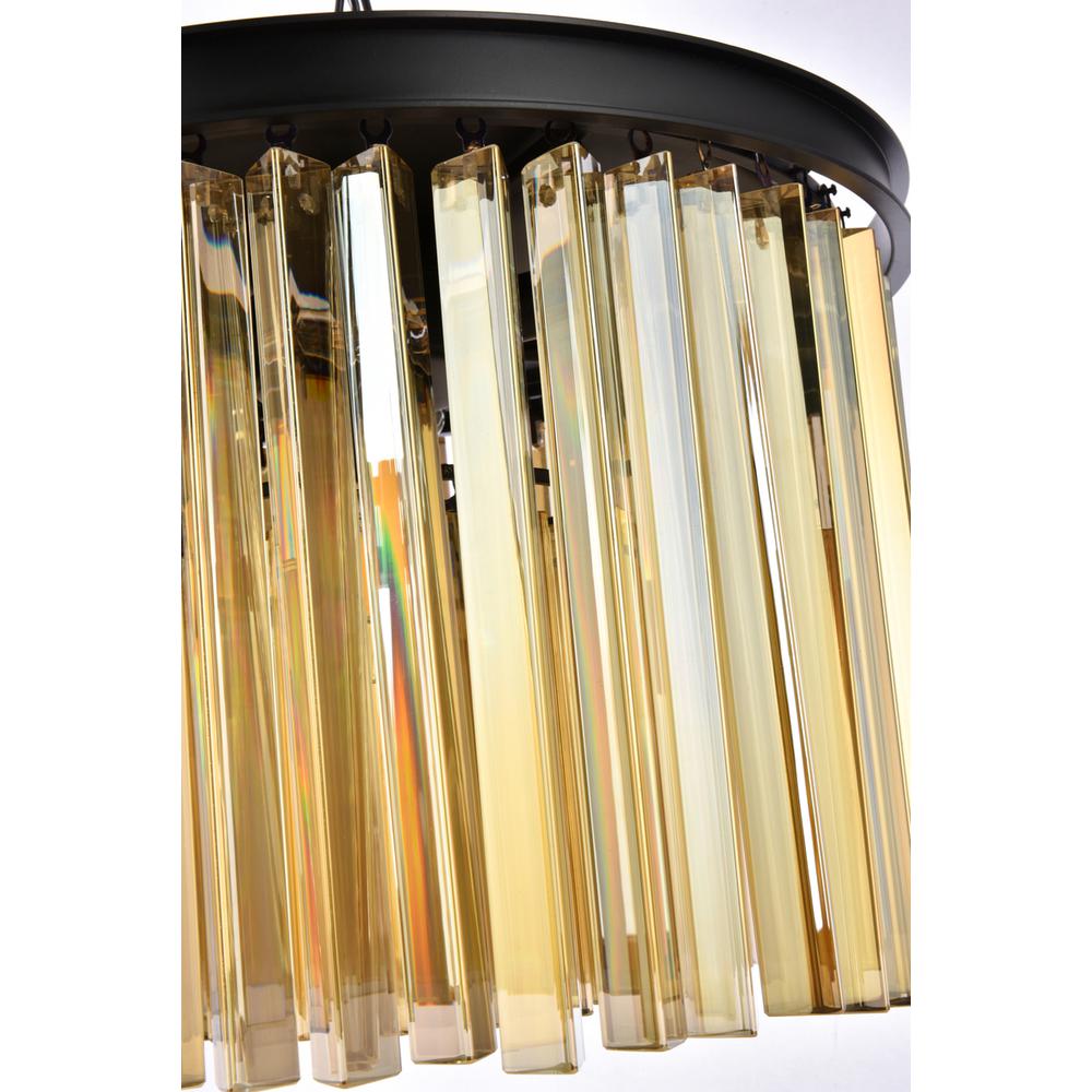 Sydney 6 light Matte Black Pendant Golden Teak (Smoky) Royal Cut Crystal. Picture 3