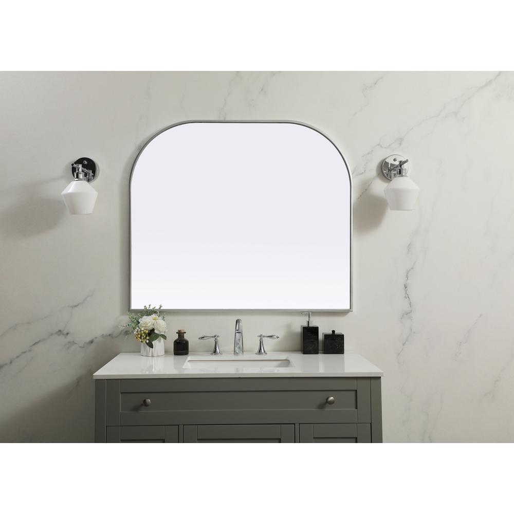 Metal Frame Arch Mirror 40x34 Inch in Silver. Picture 9