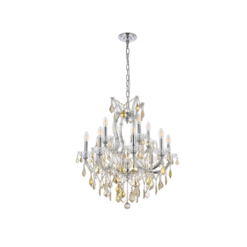 Maria Theresa 13 light Chrome Chandelier Golden Teak (Smoky) Royal Cut Crystal. Picture 6