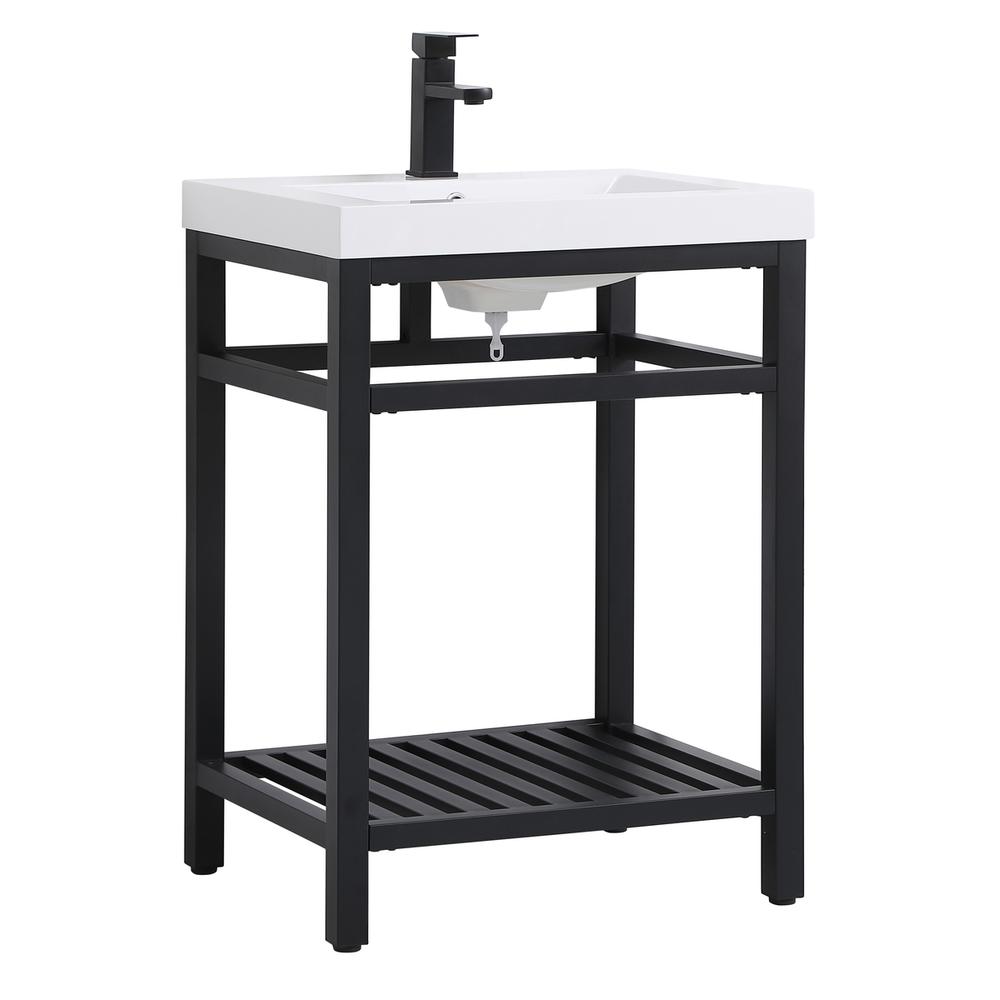 24 inch Single Bathroom Metal Vanity in Black. Picture 6