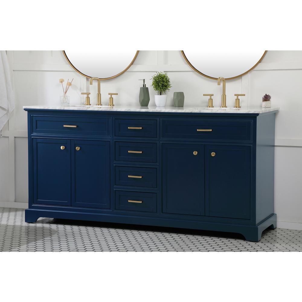 72 inch double bathroom vanity in blue. Picture 2