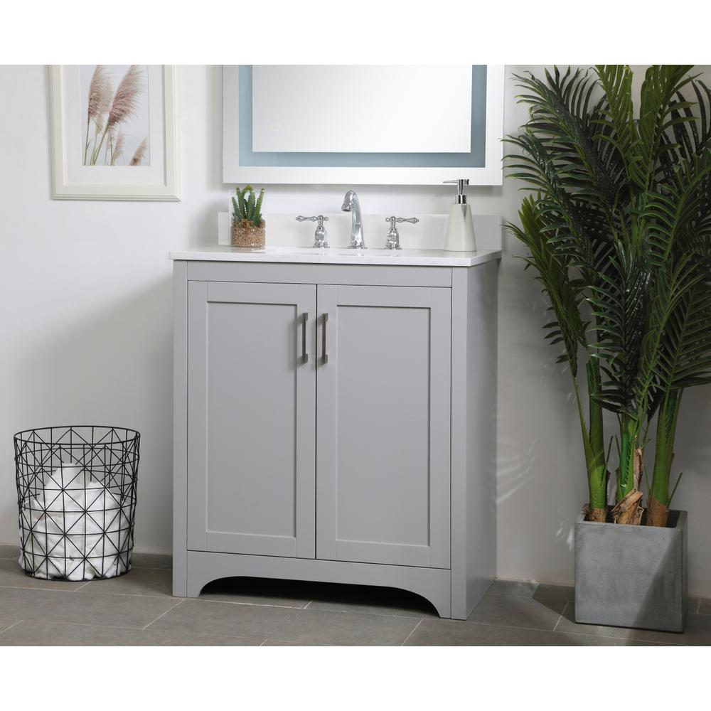 30 inch Single Bathroom Vanity in Grey with Backsplash. Picture 2