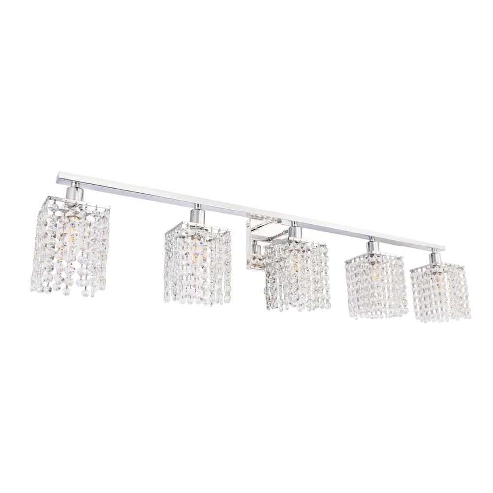 Phineas 5 light Chrome and Clear Crystals wall sconce. Picture 5