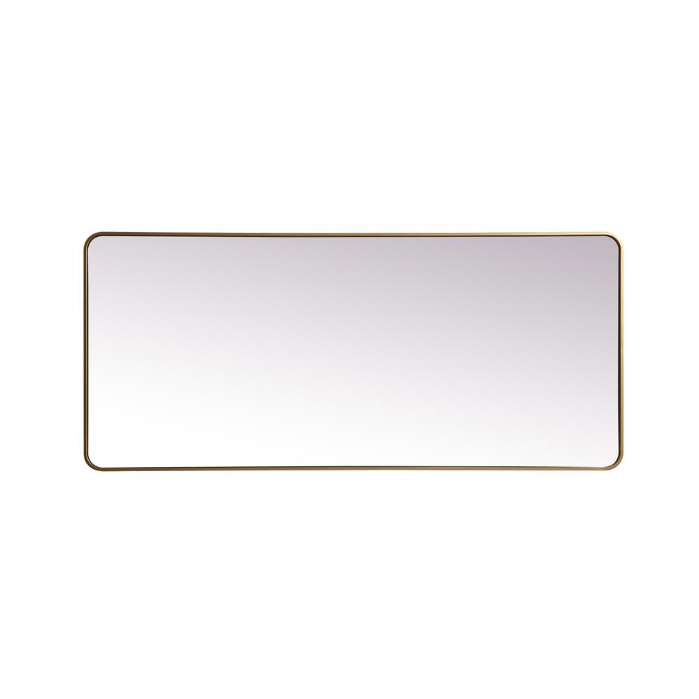 Soft Corner Metal Rectangle Mirror 32x72 Inch in Brass. Picture 8